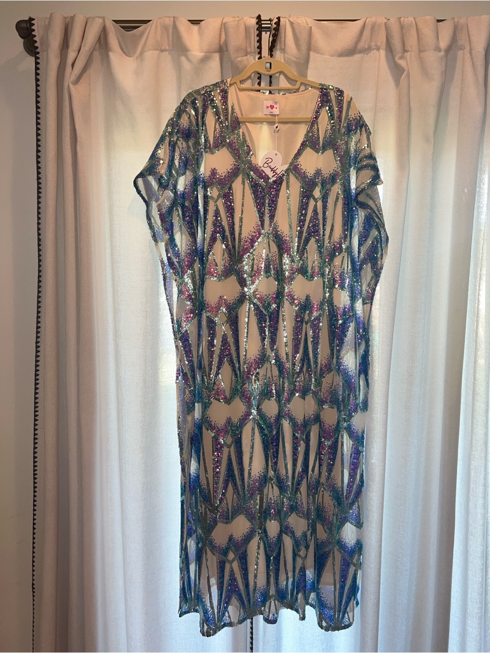 Buddy Love Iridescent Sequin Maxi Dress in Blue